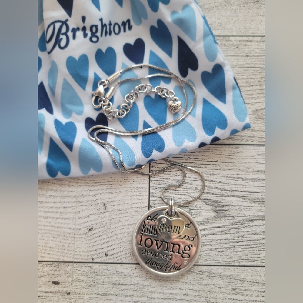 Brighton Silver Loving Mom Engraved Pendant Necklace